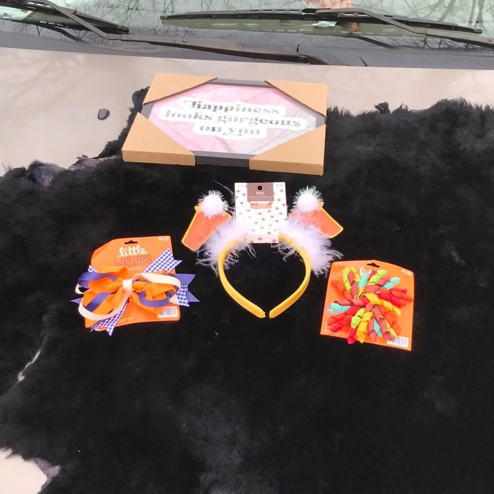 NWT 3 Fall Hair Accessories Bopper Headband Little Wishes Hair Bow & Hair Clip